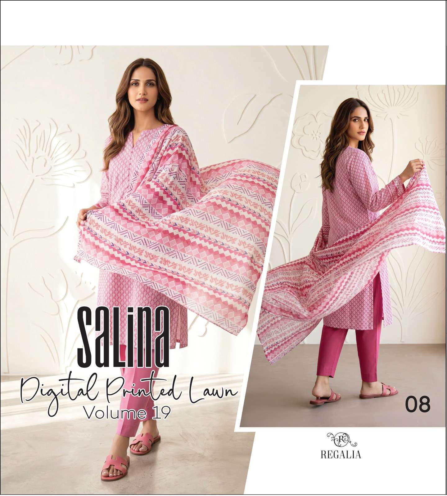 SALINA DIGITAL PRINTED LAWN COLLECTION VOL - 19 BY REGALIA TEXTILES